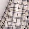 Casual Femmes Revers Simple Boutonnage Chemise Printemps Mode Dames X Long Minimaliste Femme Laine Plaid Top 210515