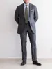 Mäns kostymer blazers (jacka + byxor) Klassisk verksamhet One Button Male Suit Gray Notch Lapel Tuxedo Bröllopsman Blazer 2 Piece Custom Made