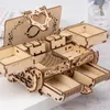 Taglio laser 3D assemblato Puzzle creativo fai-da-te Trasmissione meccanica in legno Contenitore di gioielli antico Modello giocattolo regalo