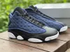 2022 Release 11 Low 13 Brave Blue Outdoor Shoes Hombres Mujeres Navy Black White University Blue 3M Reflective Real Carbon Fiber Sports Sneakers Tamaño 36-47