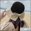 Wide Brim Hats & Caps Hats, Scarves Gloves Fashion Aessories Bow Sun Hat Cap Floppy Top Summer For Women Beach Panama St Dome Bucket Hollow