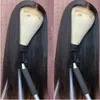Naturligt hårlinje Jet Black Silkeslen raka peruker Spets främre syntethår med babyhår för kvinnor Daily Wigss frontal peruk Naturals våg Kvinna