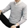 Slim Knitted Cashmere Wool Sweater Men Tops Pullovers Autumn Winter Warm Casual Solid Color V-Neck Full Sleeve M-3XL 210809