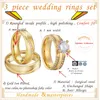 Wedding Rings Unique 3pcs Matching Alliance Marriage Couple Engagement For Men And Women Gold Color Groom Bridal Jewelry