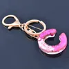 Keychains KIOOZOL A-Z Letter Acrylic Pink Color Solid Pendant Keychain Fashion Accessories Couple Gifts 2022 Trend 005 KO2 Miri22