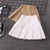 2-16 jaar zomer mini rok voor kinderen meisjes effen kleur khaki tutu rokken mode student kleding tiener school wit miniskirt 210622