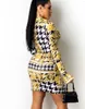 ファッションエレガントなプリントシャツドレス夏の女性Vネック包帯ボタンブラウスビンテージ半袖ミニパーティードレスサイズS-2xl224o
