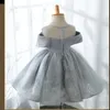Zomer tiener meisjes jurk korte mouwen hoge taille prinses bruiloft piano uitvoeren kinderdag E01 210610