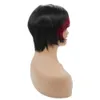 Vin rouge foncé bordeaux cheveux humains côté Bang perruque courte bobo perruque brésilienne pixiecut naturel noir wigs4167499