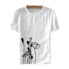Графические футболки мужские с коротким рукавом хлопчатобумажные льняные сплавные тройники повседневные футболки для мужчин белый роза лотос печатает топы одежда 210601