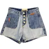 Deat Bahar Yaz Moda Sıradan Cep Çok Düğmesi Yüksek Bel Skinny Jeans Şortları Kadın SK616 210709