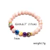 High Quanlity Seven Chakras Catene a mano Pietre naturali bianche Perline Gioielli Elefante Charms Braccialetto elastico arcobaleno