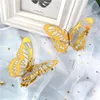 Pegatinas de pared 12 piezas 3D hueco oro rosa/dorado/plata mariposa DIY arte decoración del hogar calcomanías decoración de la boda