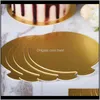 Outros panos de cozinha de cozinha bar home home garden100pcs/set redond mousse placas de papel cupcakes de papel de ouro exibe bolo de anivers￡rio de casamento de bandeja