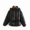 Vintage Chic Gürtel Wasserdichte Kapuzenjacke Winter Mode Frauen Parkas Elegante Damen Taschen Dicke Warme Baumwolle Gepolsterte Mantel 210531