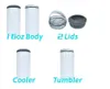 Warehouse Small Pack 16oz 4 in 1 تسامي Tumbler فارغ Can Can Tooler Cans Koozie من الفولاذ المقاوم للصدأ الأبيض مستقيم Tumbler Dual Lids زجاجة ماء القهوة