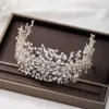 Luxe À La Main Argent Couleur Bandeau Shinny Plein Strass Diadèmes Perles De Mariée De Mariage Headpeice Femmes Partie Cheveux Bijoux VL X0625