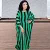 Ethnic Clothing Arrivals 2022 Women African Maxi Dresses Black Stripe Print Long Bat Sleeve Pullover Robe Ladies Fashion For Daily