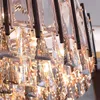 Pendant Lamps Modern Luxury Living Round K9 Led Chandelier E14 Hanging Lamp Dinning Line Lustre Clear Crystal Suspend Black Droplight