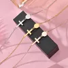 women Cross Pendant Necklace Stainless Steel Statement Chokers Necklaces for Women Religious Jewelry Neckless Birthday Gifts