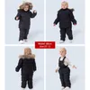 IYEAL Russie Hiver Chaud Enfants Vêtements Ensembles pour Garçons Fourrure Naturelle Coton Neige Porter Coupe-Vent Ski Costume Enfants Bébé Vêtements 211025