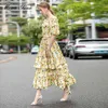 Mode Designer Dress Summer Women's Dress Off-the-Shoulder Cascading Ruffle Fruit Floral-Print Dresses 210524