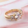 Round Cut Classic Wedding Women Ring 18k Gold Filled Engagement Fashion Accessories