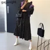 Casual Loose Women Ruffles Maxi Holiday Dress Long Sleeve O Neck Vintage OL Robe Spring Drop Vestidos 210601