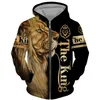 Sweats à capuche pour hommes Sweats Automne Hiver Lion Tattoo 3D Imprimé Hommes Sweat Unisexe Streetwear Zipper Manteau À Capuche Veste Décontractée Mens Clot