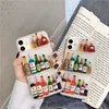 3D Wine Bottle Clear Cases for iphone 12 pro max mini 11 7 8 Plus Xr Three-dimensional Epoxy Protective Cover