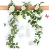 Décorations de mariage 2,2m Vin de fleurs artificielles fausse rose de soie rose Ivy décoration artificielle suspendue Garland décor