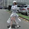 Midi Skirt Kvinnor Chic Oregelbundna Harajuku Casual Cool Split Lace Ruffles S Sommar Höst Damkläder 210621