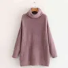 Fashion-[IEQJ] Autumn And winter Pattern Turtleneck Collar Long Sleeve Solid Knitting Pulloveres Casual Sweater Women 19C-a117