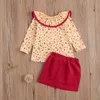 6M-4Y automne infantile enfant en bas âge enfant bébé fille vêtements ensemble à manches longues hauts jupes rouges tenues vêtements pour enfants 210515