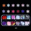 Fake Nails Press On Nail Nail Art Decoration in Christmas Stickers Decals 12 Grid Laser Sneeuwvlok Bladbox Winter Pailletten Super Kwaliteit Mix Order CANEBE OK