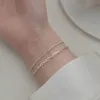 Trustdavis Echt 925 Sterling Silber Mode Doppel Schicht Perlen Kette Armband Für Frauen Hochzeit Valentinstag Schmuck DA2246