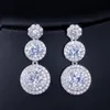 Charme de mariage de la mariée de luxe Long Bijoux des boucles d'oreilles en argent South American Water Drop Pearl Blanc Blue rouge AAA CUBIC ZICCONIA8709375