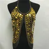 Women's Tanks & Camis Festival Bling Plastic Sequined Crop Tops Women 2022 Sexy Metal Chain Tassel Nightclub Dance Wear Party Burning Outfit