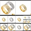 Cluster Jewelrytitanium 2 Okrągły Cyrkon Crystal Finger Pierścienie Dla Kobiet Mężczyźni Obrączka Biżuteria Luksusowa Dostawa Dostawa 2021 CzHSK