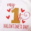 0-2Y min 1st valentines dag baby flicka outfits född spädbarn brev hjärta romer tutu kjolar kläder set 210515