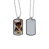 Blank Sublimation Stainless Steel Chain Dog Tag Necklace Heat Thermal Transfer DIY Printing Pet ID Card Smooth Metal Pendant Gift ZYY847