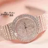 Kvinnor Luxury Rose Gold Diamond Dress Es Ladies Rostfritt Stål Mode Kvinna Rhinestone Bling Quartz Watch Gift