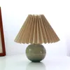 Table Lamps Modern Retro Pleated Folding LED Lamp Bedroom Wooden Rattan Standing Reading Home Decoration Lighting