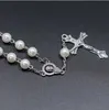 Braccialetto di preghiera del rosario cattolico Braccialetto croce imitazione perla acrilico braccialetti di modo braccialetto moda wristbband misura partito souvenirs donne