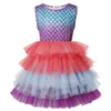 Girls Summer Dresses Sleevess Ruffle Floral TUTU Dress Kids Baby Princess Birthday Gift Dot Tulle Costume Q0716