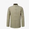 Nieuwe mannelijke katoenen shirt traditionele Chinese mannen jas kleding kung fu tai chi uniform herfst lente lange mouw jas voor man x0710