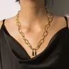 Necklace Lock Pendants Punk laces for Women Gold Color Hollow Chain Personality Female Jewelry Gothic Neck Decoration