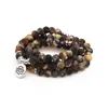 Beaded Strands 8mm 108 Mala pärlor Wrap Armband för Yoga Lotus Charm Natural Stone Necklace Lucky Jewelry Women Män armband Fawn22