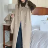 Damen Wolle Damenmischungen Alien Kitty Vintage Revers Abnehmbarer Schal Faux Blend Mäntel 2022 Koreanische Lange Jacken Zweiteilig