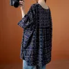 Johnature Korean Loose Plus Size V-Neck Half Sleeve All-Match Retro Plaid T-shirt Jesień Proste Wygodne Kobiety Topy 210521